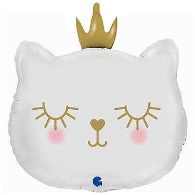Голова кошки белая в короне
