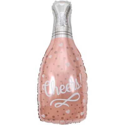 Бутылка Шампанского "Конфетти сердец", Розовое Золото