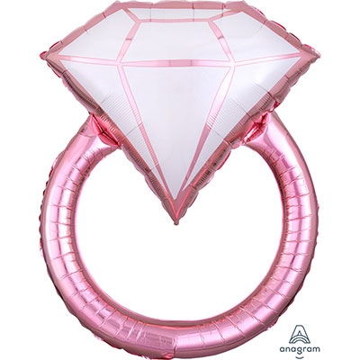 Кольцо с бриллиантом розовое