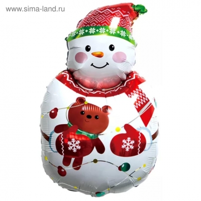 Снеговик с плюшевым мишкой