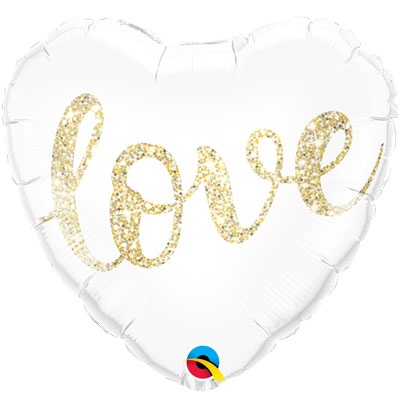 Сердце LOVE Глиттер золото